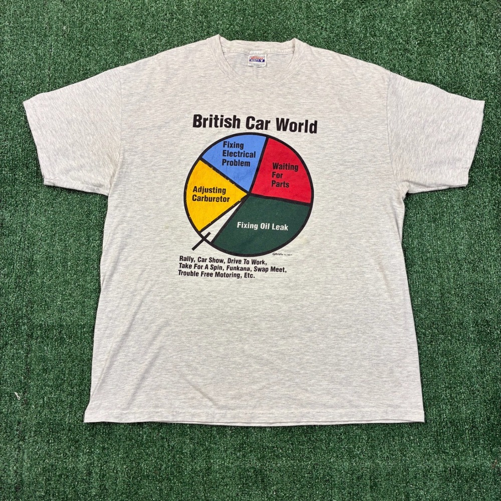 Vintage 90s Humor British Car World Graphic‎ T-shirt